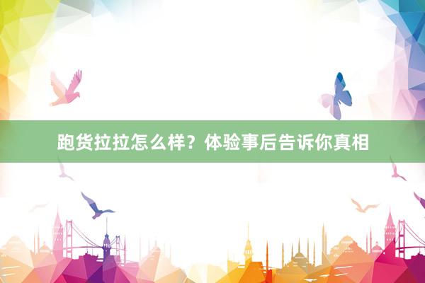 跑货拉拉怎么样？体验事后告诉你真相